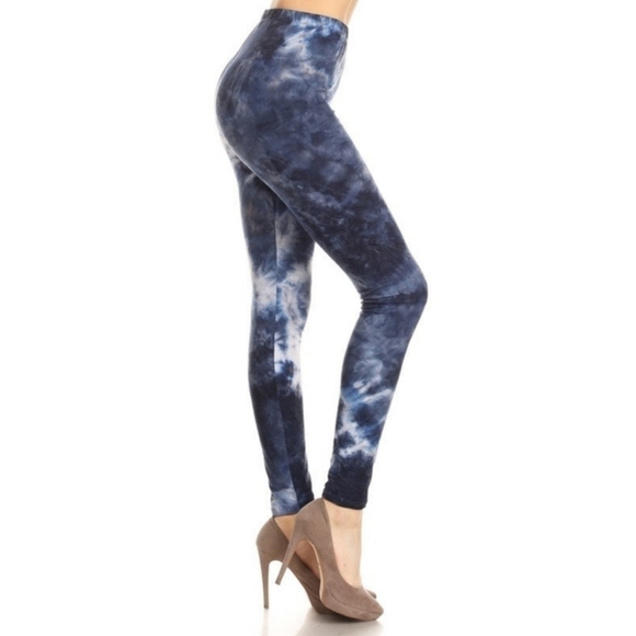 BLUE & White Tye Dye Print Full Length Leggings Size 12-20 NWT - Picture 1 of 3